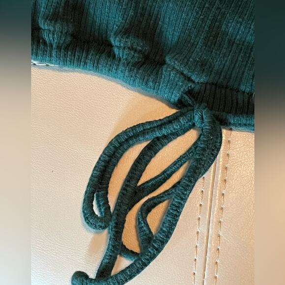 Madewell Hunter Green Long Sleeve Waist Tie Pullover Top Large - Picture 4 of 11